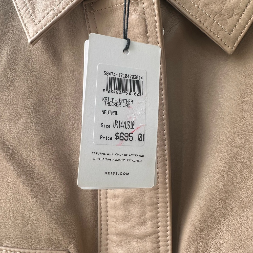REISS Katia Leather Trucker Jacket - Picture 4 of 6